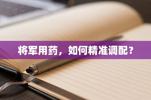 将军用药，如何精准调配？