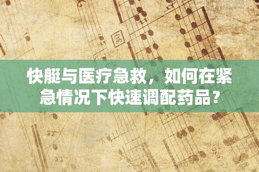 快艇与医疗急救，如何在紧急情况下快速调配药品？