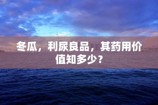 冬瓜，利尿良品，其药用价值知多少？