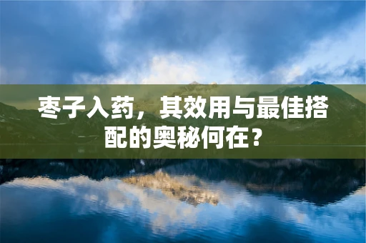 枣子入药，其效用与最佳搭配的奥秘何在？